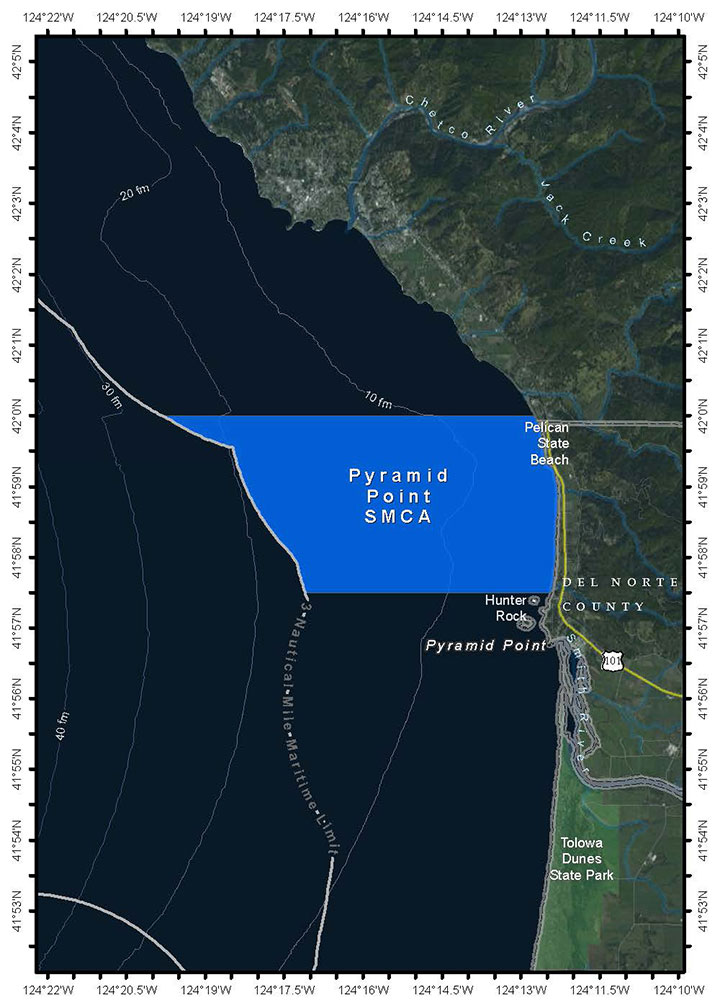 Map of Pyramid Point State Marine Conservation Area - click to enlarge in new tab